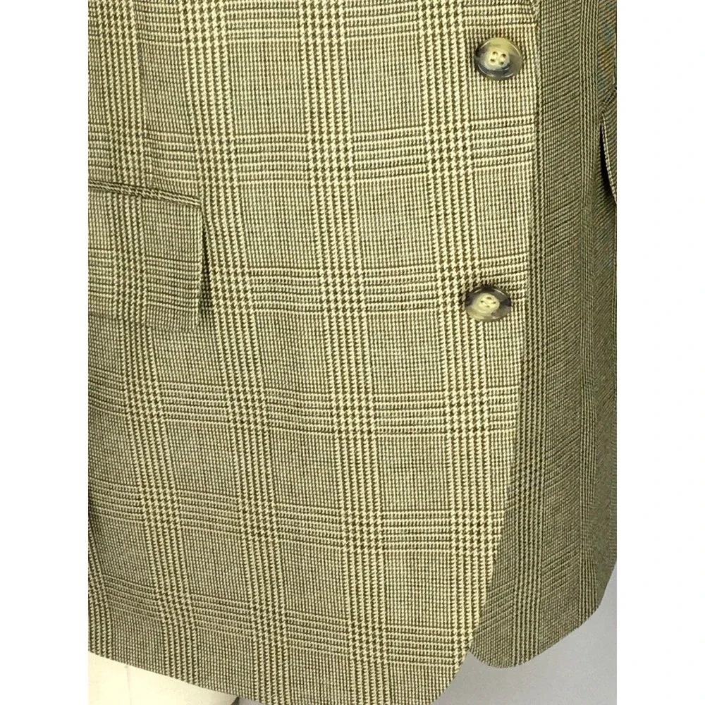 42R Jos A Bank Mens Vtg 2 Button Silk Wool Blazer Sport Coat Sand Glen Chk